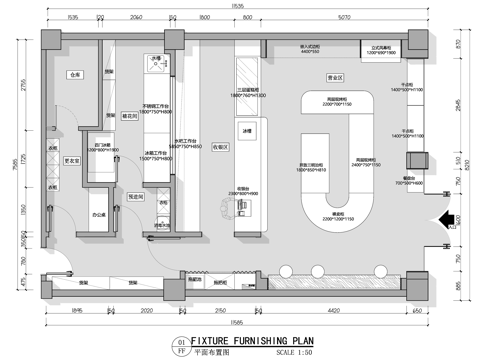 蛋糕面包店  最新平面施工图设计cad施工图