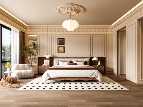  法式中古卧室主卧衣帽间玄关柜子3d模型 