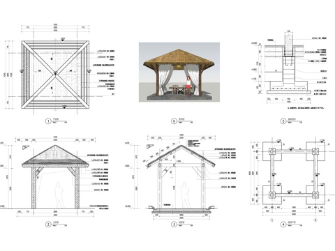 茅草亭cad施工图