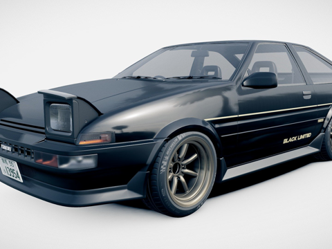  丰田AE86黑色限量版后期型3d模型 