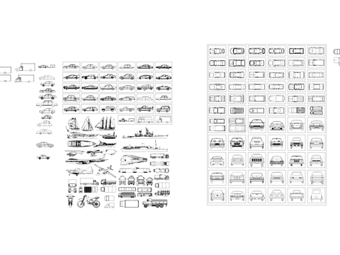 车辆飞机船舶各类交通工具CAD图库cad施工图