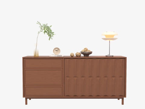  法式玄关柜及摆件3d模型 