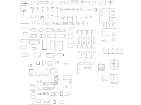 厕所卫浴洗手池平面CAD图库cad施工图