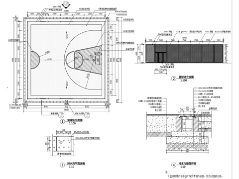 篮球场区景观CAD施工图集cad施工图