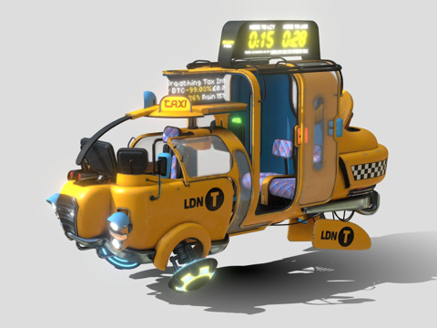  赛博朋克飞行出租车3d模型 