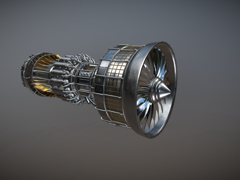 涡轮  涡轮风扇发动机3d模型 