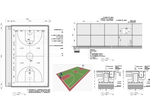 篮球场cad施工图