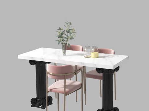  法式吧台 吧椅 小吊灯3d模型 