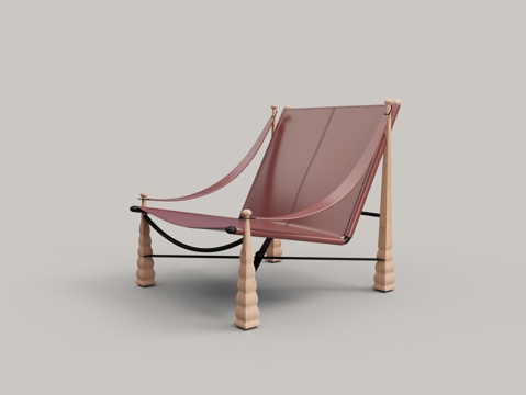  现代皮革塔型皮革躺椅3d模型 