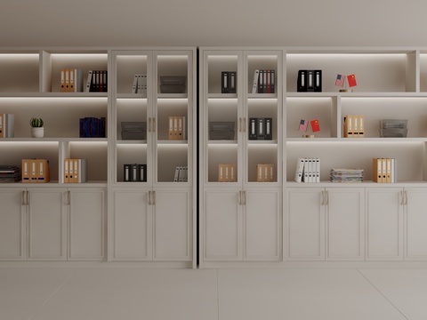  现代书柜办公室柜子3d模型 