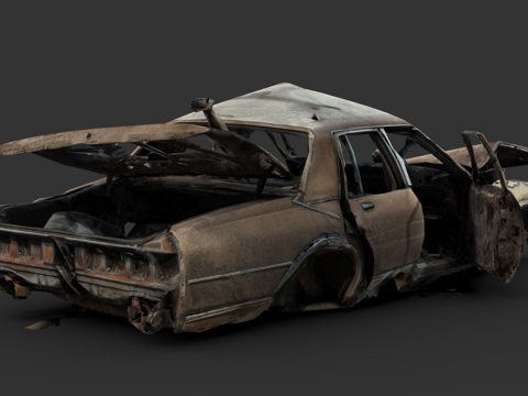  损毁汽车03  后室汽车3d模型 