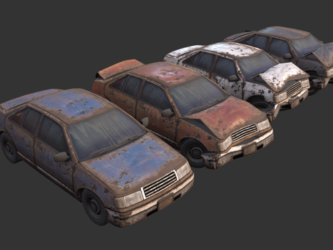  损毁汽车3d模型 