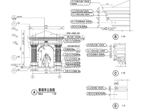 欧式新古典八角亭景观亭CAD施工图cad施工图