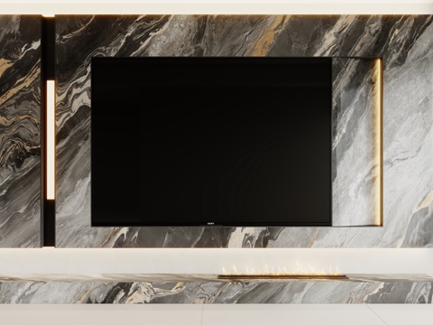  现代电视背景墙3d模型 