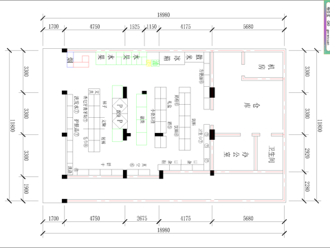 超市 最新平面施工图设计cad施工图