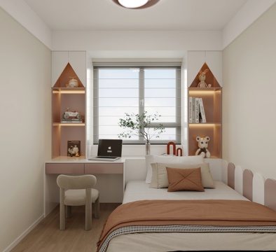  现代卧室 榻榻米 书桌3d模型 