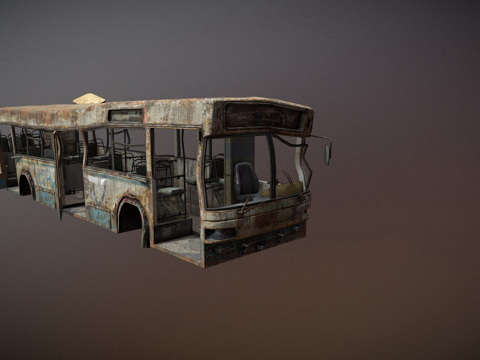  损毁巴士013d模型 