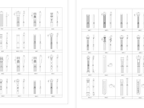 罗马柱式柱头CAD图块图库cad施工图