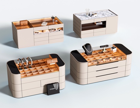  现代衣帽间中岛柜 首饰柜 收纳柜3d模型 