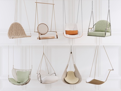 休闲吊椅 户外椅 竹椅 躺椅 室内吊椅su模型