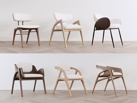 休闲椅单椅 木椅 餐椅 扶手椅su模型