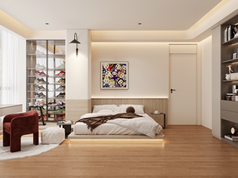  现代卧室小孩房男孩房3d模型 