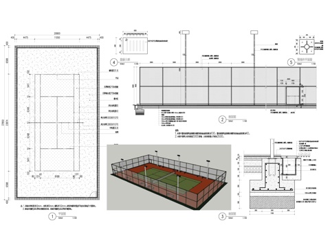 网球场cad施工图