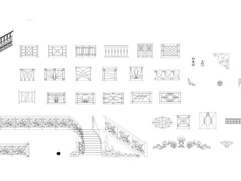 铁艺楼梯栏杆CAD图库cad施工图