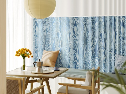  北欧卡座咖啡厅3d模型 