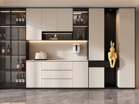  现代定制酒柜 满墙酒柜3d模型 