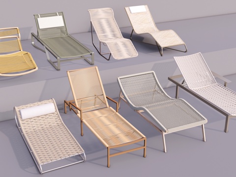 休闲躺椅 户外椅 太阳椅 沙滩椅 竹椅su模型