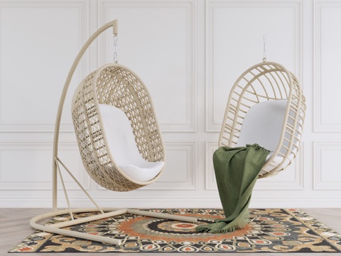 休闲吊椅 户外椅 竹椅su模型