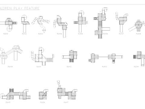 儿童游乐设施滑梯平立面CAD图库cad施工图