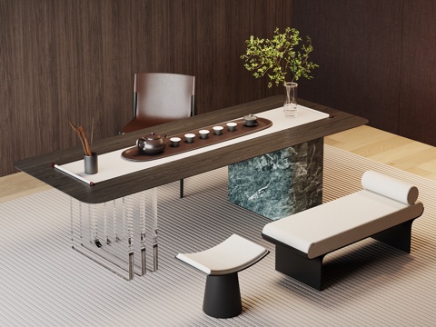  现代意式茶桌椅3d模型 