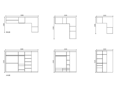 L形衣柜 L型衣帽间 转角衣柜 L形定制衣柜 角落衣柜cad施工图