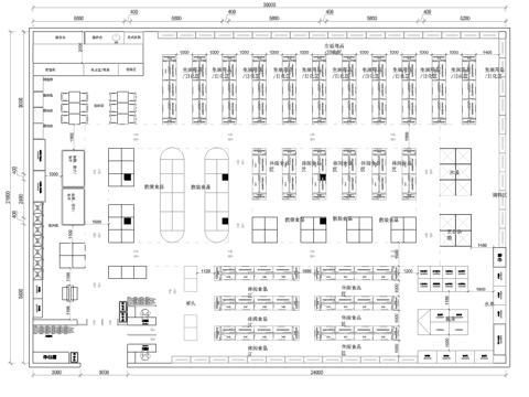 生鲜超市 最新平面施工图设计cad施工图