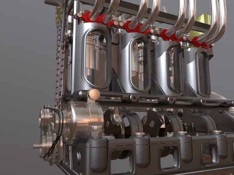  汽车引擎3d模型 