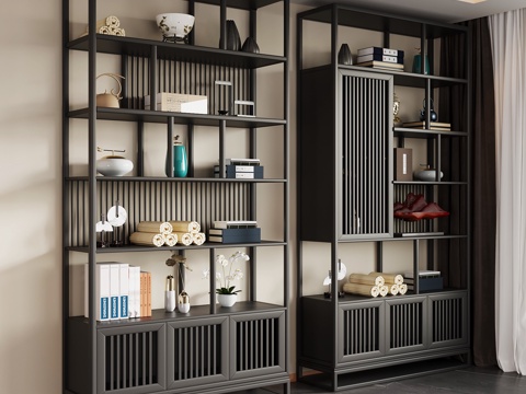  新中式博古架 现代意式博古架3d模型 