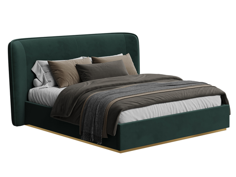  现代简约双人床 双人床 简约床 卧室床 抱枕  床垫3d模型 