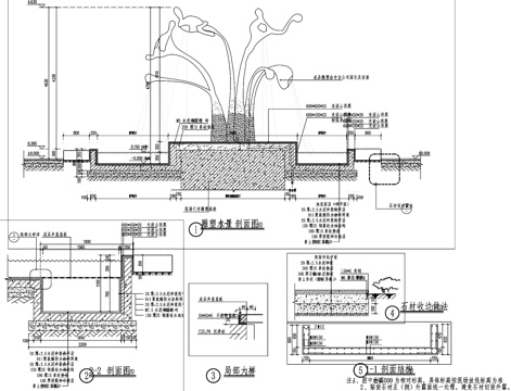 景观水景雕塑组合CAD施工图cad施工图