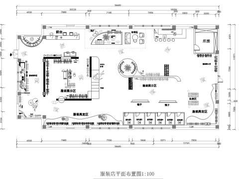 男装女装服装店专卖店 最新全套施工图设计cad施工图