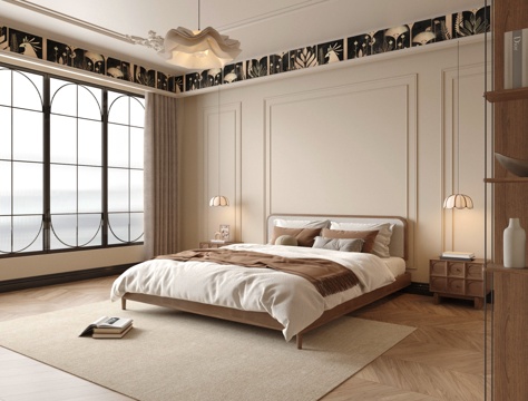  中古风卧室3d模型 