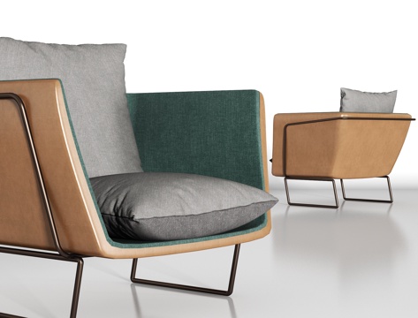  现代金属皮革单椅组合3d模型 