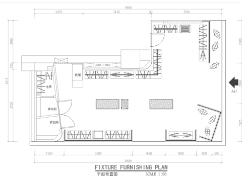 男装女装服装店 最新平面施工图设计cad施工图