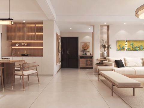  宋式美学客餐厅3d模型 