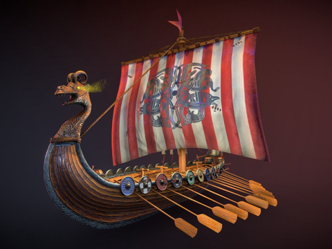  维京船3d模型 