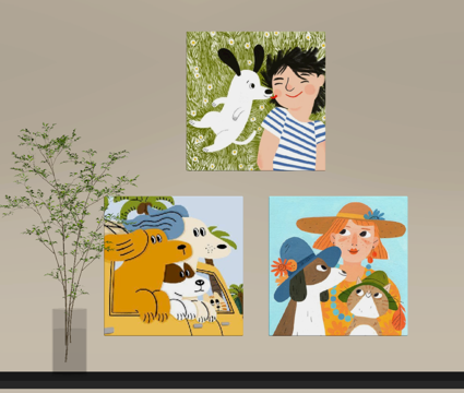 现代挂画 儿童房挂画su模型