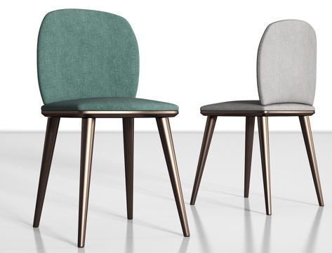  现代简约金属布艺单椅组合3d模型 