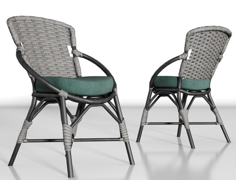  新中式实木布艺单椅组合3d模型 