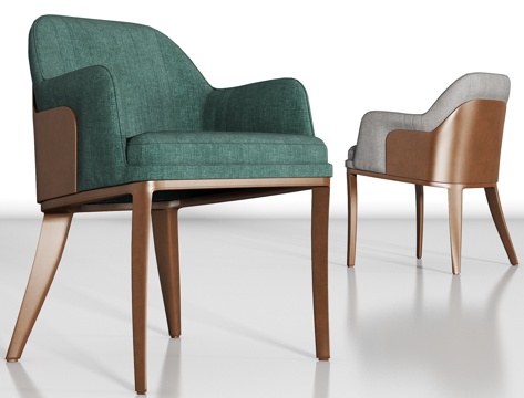  现代皮革布艺单椅组合3d模型 